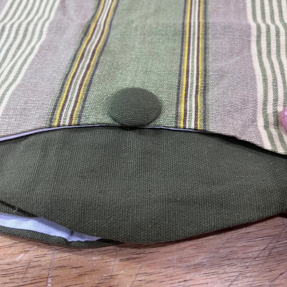 Waverly Home Classics Green Striped Scalloped Double Valance 40x18